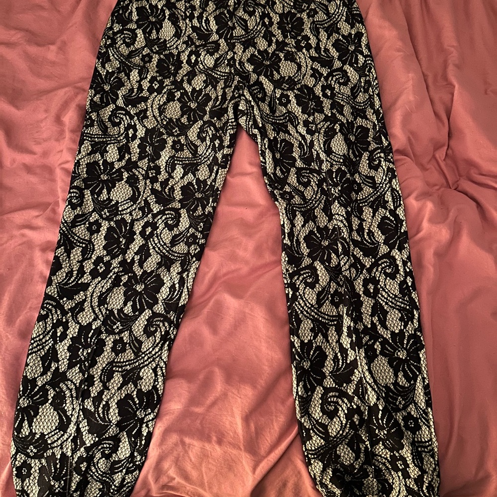 Chic Black and White Lace Pants by Ro & De